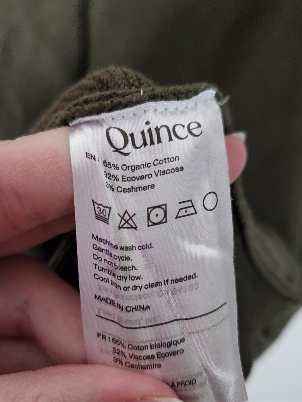 Quince Lightweight Cotton Cashmere Link-Stitch Dolman Sweater Size L - Picture 10 of 11